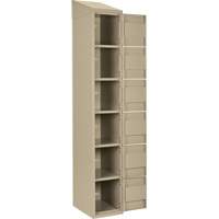 Clean Line Lockerette, 6 -tier, Bank of 4, 48" x 18" x 78", Steel, Beige, Rivet (Assembled) Kelford