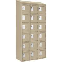 Clean Line Lockerette, 6 -tier, Bank of 3, 36" x 18" x 78", Steel, Beige, Rivet (Assembled) Kelford