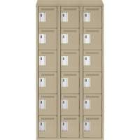 Clean Line Lockerette, 6 -tier, Bank of 3, 36" x 18" x 78", Steel, Beige, Rivet (Assembled) Kelford