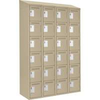 Clean Line Lockerette, 6 -tier, Bank of 4, 48" x 18" x 78", Steel, Beige, Rivet (Assembled) Kelford