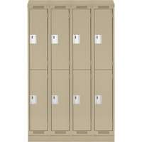 Clean Line Lockers, 2 -tier, Bank of 4, 48" x 18" x 82", Steel, Beige, Rivet (Assembled) Kelford