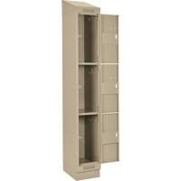 Clean Line Lockers, 3 -tier, Bank of 4, 48" x 18" x 82", Steel, Beige, Rivet (Assembled) Kelford