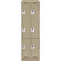 Clean Line Lockers, 3 -tier, Bank of 2, 24" x 18" x 82", Steel, Beige, Rivet (Assembled) Kelford