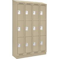 Clean Line Lockers, 3 -tier, Bank of 4, 48" x 18" x 82", Steel, Beige, Rivet (Assembled) Kelford