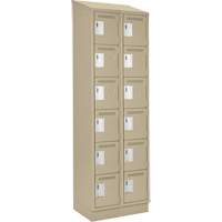 Clean Line Lockerette , 6 -tier, Bank of 2, 24" x 18" x 82", Steel, Beige, Rivet (Assembled) Kelford