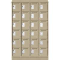 Clean Line Lockerette , 6 -tier, Bank of 4, 48" x 18" x 82", Steel, Beige, Rivet (Assembled) Kelford