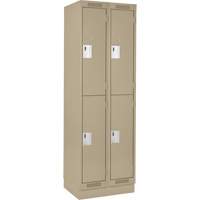 Clean Line Lockers, 2 -tier, Bank of 2, 24" x 18" x 76", Steel, Beige, Rivet (Assembled) Kelford