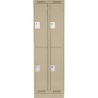Clean Line Lockers, 2 -tier, Bank of 2, 24" x 18" x 76", Steel, Beige, Rivet (Assembled) Kelford