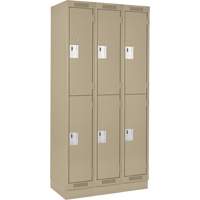 Clean Line Lockers, 2 -tier, Bank of 3, 36" x 18" x 76", Steel, Beige, Rivet (Assembled) Kelford