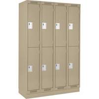 Clean Line Lockers, 2 -tier, Bank of 4, 48" x 18" x 76", Steel, Beige, Rivet (Assembled) Kelford