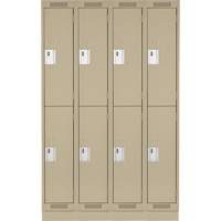 Clean Line Lockers, 2 -tier, Bank of 4, 48" x 18" x 76", Steel, Beige, Rivet (Assembled) Kelford