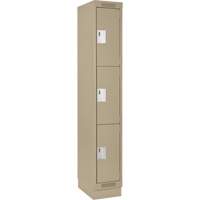 Clean Line Lockers, 3 -tier, 12" x 18" x 76", Steel, Beige, Rivet (Assembled) Kelford