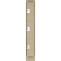 Clean Line Lockers, 3 -tier, 12" x 18" x 76", Steel, Beige, Rivet (Assembled) Kelford