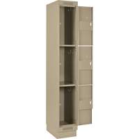 Clean Line Lockers, 3 -tier, Bank of 4, 48" x 18" x 76", Steel, Beige, Rivet (Assembled) Kelford