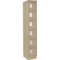 Clean Line Lockerette, 6 -tier, 12" x 18" x 76", Steel, Beige, Rivet (Assembled) Kelford