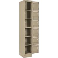 Clean Line Lockerette, 6 -tier, Bank of 4, 48" x 18" x 76", Steel, Beige, Rivet (Assembled) Kelford