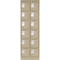 Clean Line Lockerette, 6 -tier, Bank of 2, 24" x 18" x 76", Steel, Beige, Rivet (Assembled) Kelford