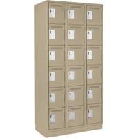 Clean Line Lockerette, 6 -tier, Bank of 3, 36" x 18" x 76", Steel, Beige, Rivet (Assembled) Kelford