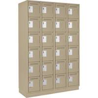 Clean Line Lockerette, 6 -tier, Bank of 4, 48" x 18" x 76", Steel, Beige, Rivet (Assembled) Kelford