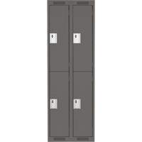 Clean Line Lockers, 2 -tier, Bank of 2, 24" x 18" x 72", Steel, Charcoal, Rivet (Assembled) Kelford