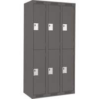 Clean Line Lockers, 2 -tier, Bank of 3, 36" x 18" x 72", Steel, Charcoal, Rivet (Assembled) Kelford