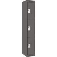 Clean Line Lockers, 3 -tier, 12" x 18" x 72", Steel, Charcoal, Rivet (Assembled) Kelford