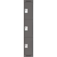 Clean Line Lockers, 3 -tier, 12" x 18" x 72", Steel, Charcoal, Rivet (Assembled) Kelford