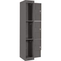 Clean Line Lockers, 3 -tier, Bank of 4, 48" x 18" x 72", Steel, Charcoal, Rivet (Assembled) Kelford