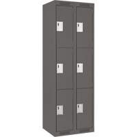 Clean Line Lockers, 3 -tier, Bank of 2, 24" x 18" x 72", Steel, Charcoal, Rivet (Assembled) Kelford