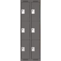 Clean Line Lockers, 3 -tier, Bank of 2, 24" x 18" x 72", Steel, Charcoal, Rivet (Assembled) Kelford