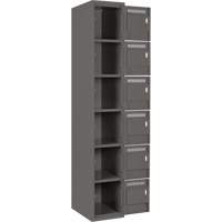 Clean Line Lockerette, 6 -tier, Bank of 4, 48" x 18" x 72", Steel, Charcoal, Rivet (Assembled) Kelford