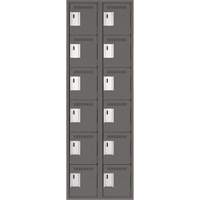 Clean Line Lockerette, 6 -tier, Bank of 2, 24" x 18" x 72", Steel, Charcoal, Rivet (Assembled) Kelford
