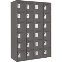Clean Line Lockerette, 6 -tier, Bank of 4, 48" x 18" x 72", Steel, Charcoal, Rivet (Assembled) Kelford