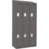 Clean Line Lockers, 2 -tier, Bank of 3, 36" x 18" x 78", Steel, Charcoal, Rivet (Assembled) Kelford