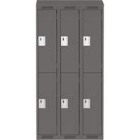Clean Line Lockers, 2 -tier, Bank of 3, 36" x 18" x 78", Steel, Charcoal, Rivet (Assembled) Kelford