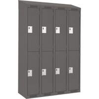 Clean Line Lockers, 2 -tier, Bank of 4, 48" x 18" x 78", Steel, Charcoal, Rivet (Assembled) Kelford