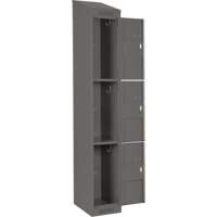 Clean Line Lockers, 3 -tier, Bank of 4, 48" x 18" x 78", Steel, Charcoal, Rivet (Assembled) Kelford