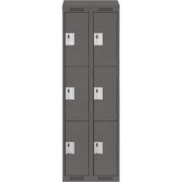 Clean Line Lockers, 3 -tier, Bank of 2, 24" x 18" x 78", Steel, Charcoal, Rivet (Assembled) Kelford