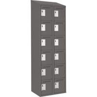 Clean Line Lockerette, 6 -tier, Bank of 2, 24" x 18" x 78", Steel, Charcoal, Rivet (Assembled) Kelford