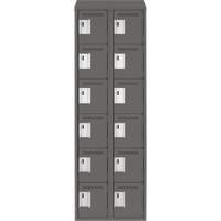 Clean Line Lockerette, 6 -tier, Bank of 2, 24" x 18" x 78", Steel, Charcoal, Rivet (Assembled) Kelford