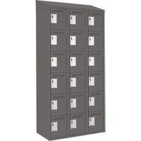 Clean Line Lockerette, 6 -tier, Bank of 3, 36" x 18" x 78", Steel, Charcoal, Rivet (Assembled) Kelford