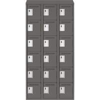 Clean Line Lockerette, 6 -tier, Bank of 3, 36" x 18" x 78", Steel, Charcoal, Rivet (Assembled) Kelford
