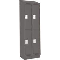 Clean Line Lockers, 2 -tier, Bank of 2, 24" x 18" x 82", Steel, Charcoal, Rivet (Assembled) Kelford