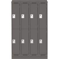 Clean Line Lockers, 2 -tier, Bank of 4, 48" x 18" x 82", Steel, Charcoal, Rivet (Assembled) Kelford