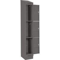 Clean Line Lockers, 3 -tier, Bank of 4, 48" x 18" x 82", Steel, Charcoal, Rivet (Assembled) Kelford