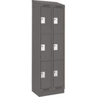Clean Line Lockers, 3 -tier, Bank of 2, 24" x 18" x 82", Steel, Charcoal, Rivet (Assembled) Kelford