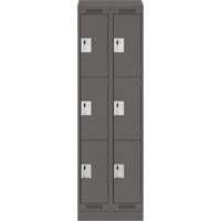 Clean Line Lockers, 3 -tier, Bank of 2, 24" x 18" x 82", Steel, Charcoal, Rivet (Assembled) Kelford