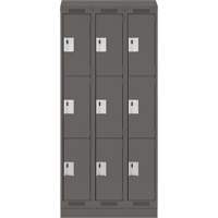 Clean Line Lockers, 3 -tier, Bank of 3, 36" x 18" x 82", Steel, Charcoal, Rivet (Assembled) Kelford