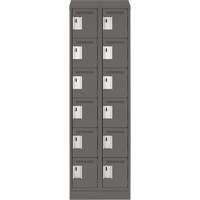 Clean Line Lockerette, 6 -tier, Bank of 2, 24" x 18" x 82", Steel, Charcoal, Rivet (Assembled) Kelford