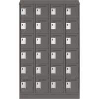Clean Line Lockerette, 6 -tier, Bank of 4, 48" x 18" x 82", Steel, Charcoal, Rivet (Assembled) Kelford